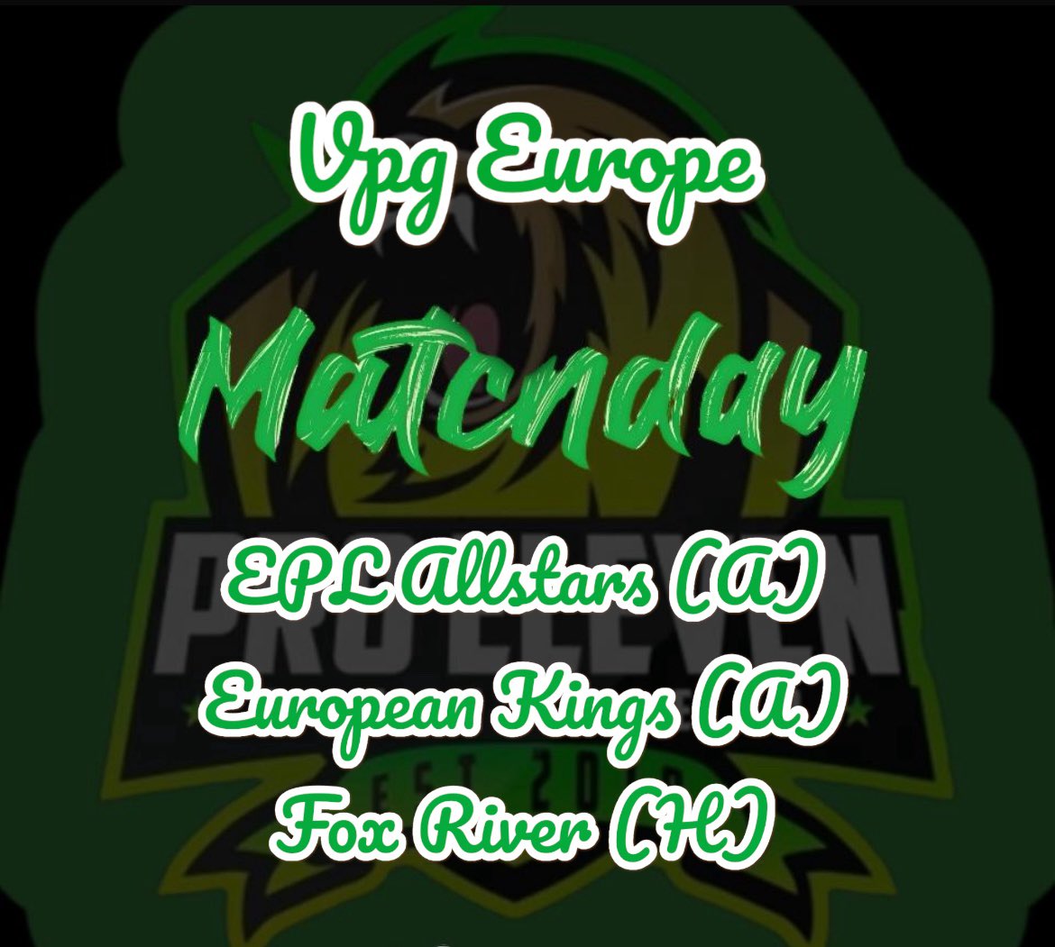 Heute ist wieder Spieltach!!!!!
<a href="/VPGEurope/">Virtual Pro Gaming | Europe</a> <a href="/EuropeanKingsEK/">European Kings 👑</a> <a href="/EPLALLSTARS1/">EPL ALLSTARS</a> <a href="/FoxRiver10_/">Fox River</a>