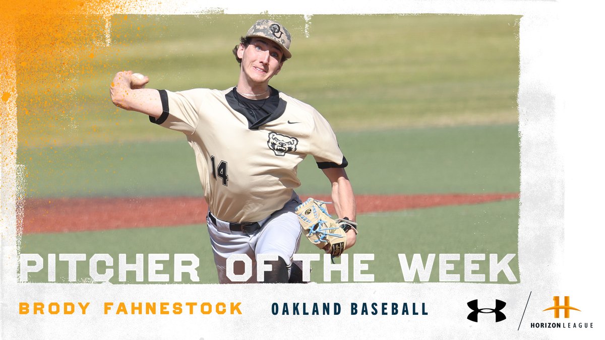 Horizon League (@horizonleague) on Twitter photo Our <a href="/UnderArmour/">Under Armour</a> #HLBASE Pitcher of the Week is Brody Fahnestock of <a href="/OaklandBSB/">Oakland Golden Grizzlies Baseball</a>!
⚾️: horizonleague.org/news/2025/3/4/…
#OurHorizon🌇 Our <a href="/UnderArmour/">Under Armour</a> #HLBASE Pitcher of the Week is Brody Fahnestock of <a href="/OaklandBSB/">Oakland Golden Grizzlies Baseball</a>!
⚾️: horizonleague.org/news/2025/3/4/…
#OurHorizon🌇