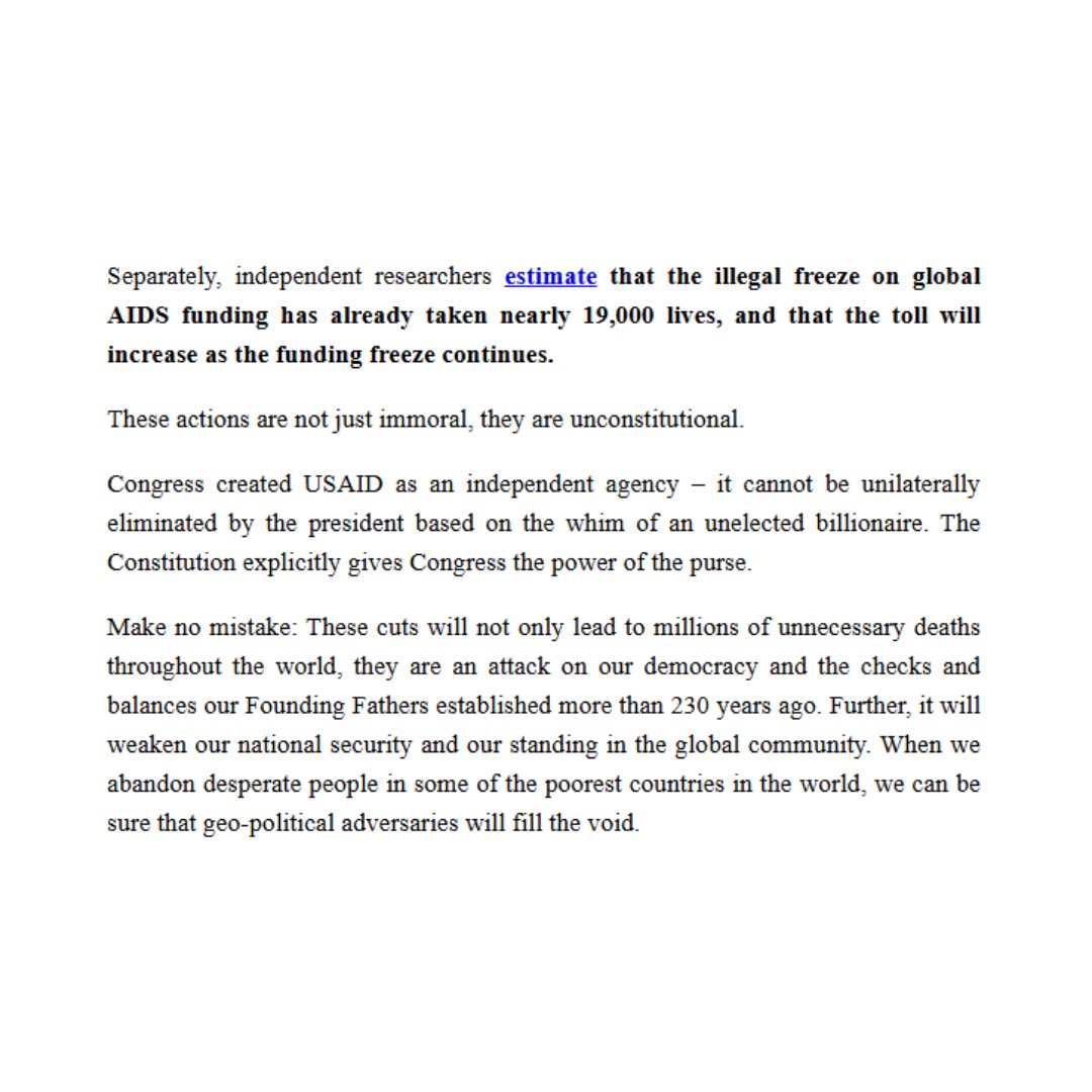 Elon Musk and Donald Trump’s dismantling of USAID will lead to millions of preventable deaths.
 
The decision of the richest person in the world to destroy an agency that delivers life-saving aid to the poorest people on the planet is unconscionable.