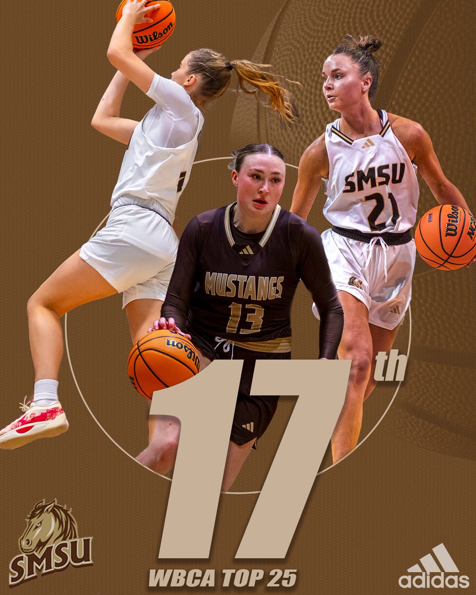 Your Mustangs rise to #17 in the WBCA polls after last weeks win over MSUM!🏀🐴
