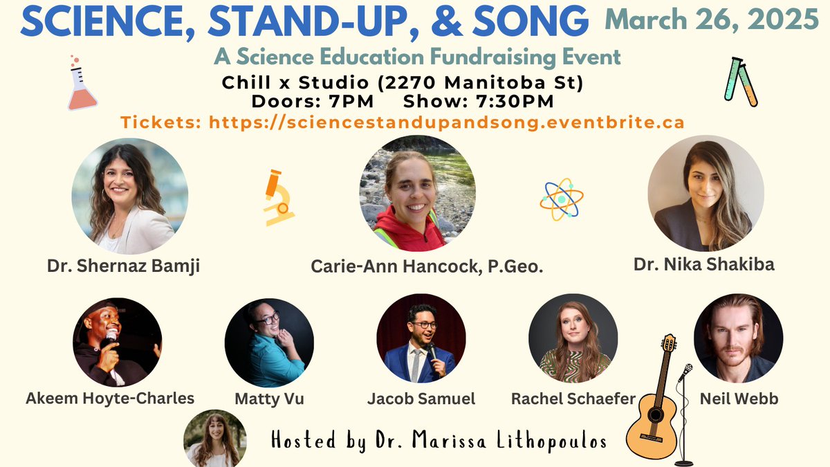 Love stand-up, science, and song?

Science Slam Champion Marissa Lithopoulos is hosting a fundraiser to support science education through song!

eventbrite.ca/e/science-stan…

Enjoy the entertaining combination of hilarity, learning, and music on March 26 while supporting #scicomm.