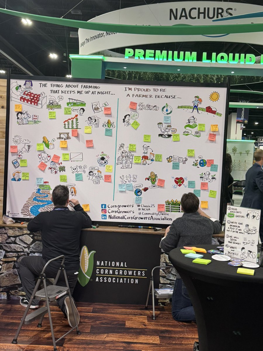 Last day of commodity classic- watching the people’s answers being drawn at the <a href="/NationalCorn/">National Corn (NCGA)</a> booth. These finished boards will be digitized and posted online and the originals will be taken to the home office