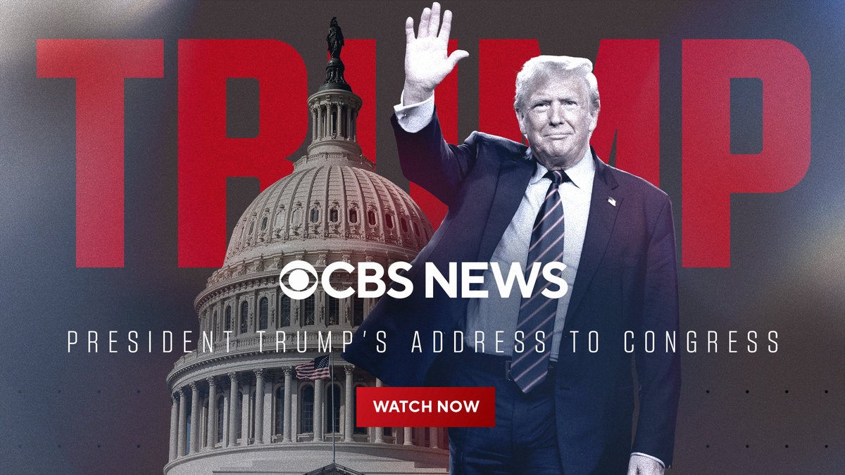 CBS News (@cbsnews) on Twitter photo President Trump is addressing a joint session of Congress, marking his first speech before both chambers since returning to office. 
Watch live now: cbsn.ws/41mLlnb President Trump is addressing a joint session of Congress, marking his first speech before both chambers since returning to office. 
Watch live now: cbsn.ws/41mLlnb