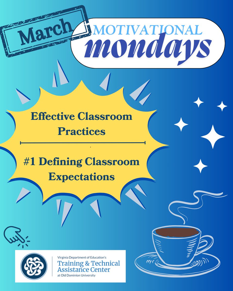 Minimize the madness this March &amp; join us for motivational Mondays where we’ll share a practical, evidence-based practice to decrease disruptions and increase learning and engagement. Click the link below for our 1st post: Defining Class Expectations. 

➡️ttac.odu.edu/behavior/march…