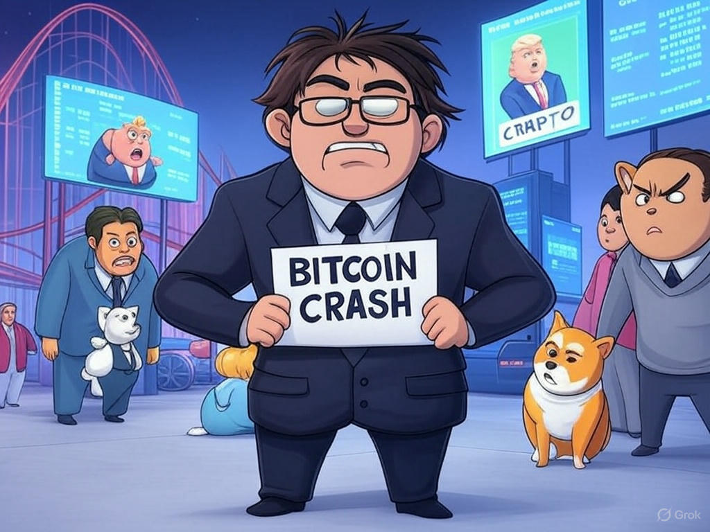 crapto_talk's tweet photo. @elonmusk "Tariffs tanked my Tesla stock, Trump dumped my Bitcoin bags, and now I’m broke enough to date my cousin. Thanks, 2025 economy! #TariffTurmoil #CryptoCrash" https://t.co/hSInmLpIAu