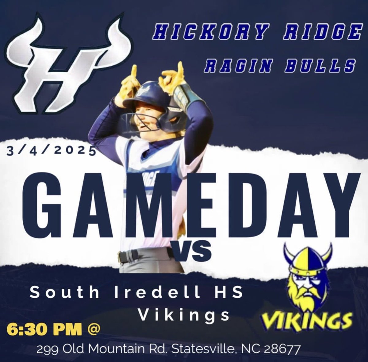 🚨GAME DAY🚨
On the road tonight for the 1st <a href="/Gm4Sports/">Greater Metro 4 Conference</a> matchup of the year! 

🆚  South Iredell Viking
⏰  4:30pm JV/6:30pm V
📍  South Iredell HS
📊  Game Changer web.gc.com/teams/BYXxgPei…
🤘🏽  HORN UP

<a href="/hrhsbulls/">Hickory Ridge Ragin’ Bulls 🤘🏻</a> <a href="/CJemalHorton/">C. Jemal Horton</a>
