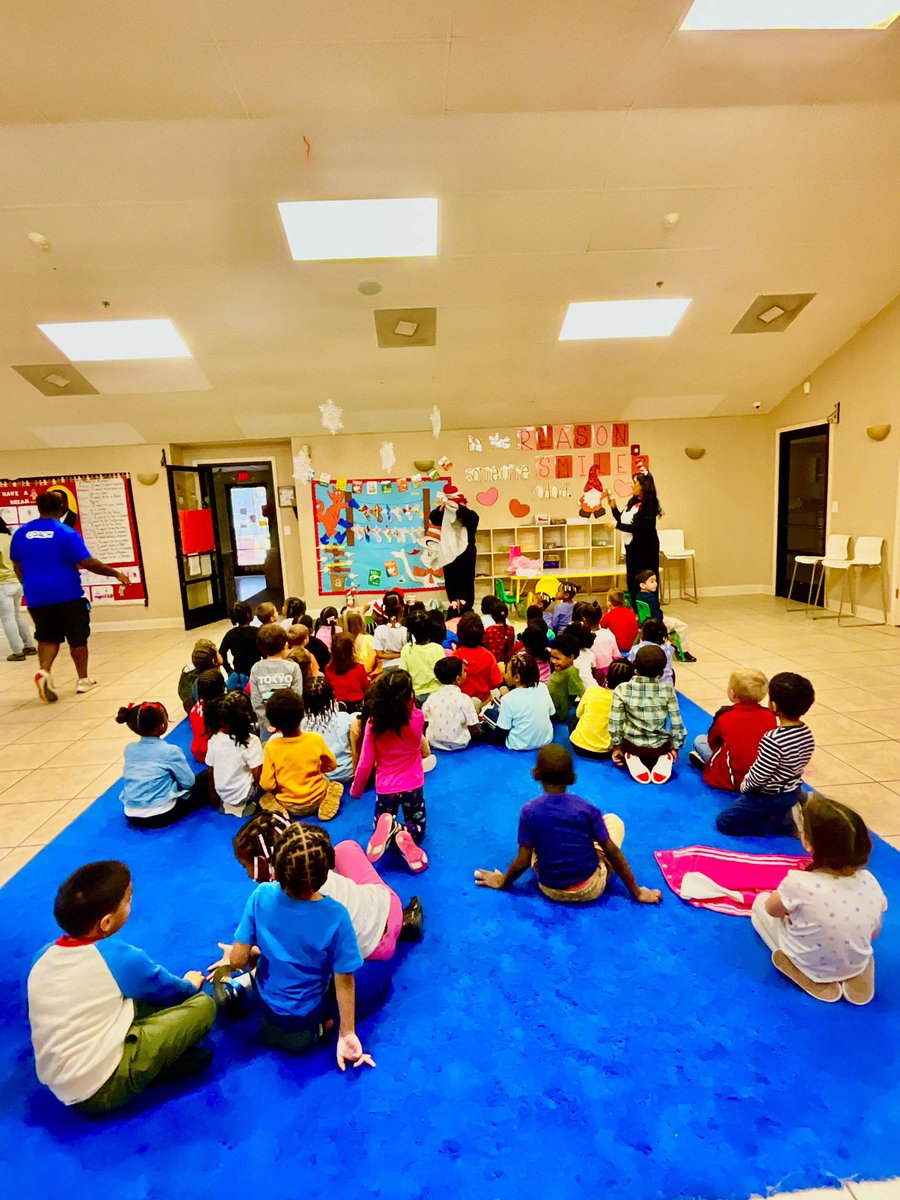 CommJacobs's tweet photo. For 15 years, Tracy Ralston has brought the magic of reading to @ChildcareNetwk Locust Grove for @DrSeuss’s birthday—dressed as The Cat in the Hat! 🎩📚 Her dedication, energy, and love of literacy make every visit special. Thank you for inspiring young readers! @GADeptEarlyCare https://t.co/gpGdcjBgPP