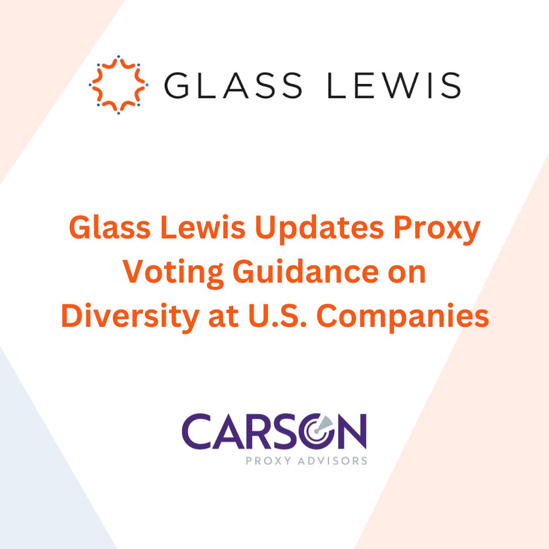 Carsonproxy (@carsonproxy) on Twitter photo Following weeks of client consultations, <a href="/GlassLewis/">Glass, Lewis & Co.</a> has introduced a bifurcated DEI voting approach for U.S. companies starting March 10 ⚖️📊. They’ll maintain 2025 proxy guidelines, flagging diversity-related ‘AGAINST’ votes with a ‘For Your Attention’ note 🔍 to ensure Following weeks of client consultations, <a href="/GlassLewis/">Glass, Lewis & Co.</a> has introduced a bifurcated DEI voting approach for U.S. companies starting March 10 ⚖️📊. They’ll maintain 2025 proxy guidelines, flagging diversity-related ‘AGAINST’ votes with a ‘For Your Attention’ note 🔍 to ensure