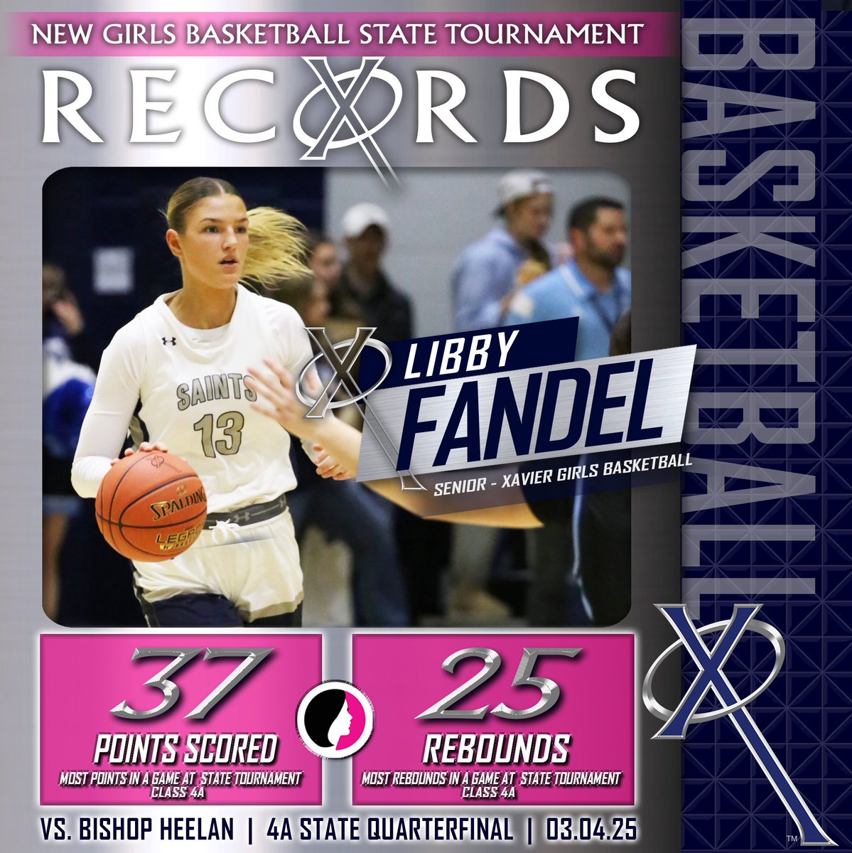There is scoring a "double-double"...then there is scoring 37 points and getting 25 rebounds in a state quarterfinal (both are 4A state tournament records). Congrats, Libby! #BeXceptional #WeAreXavier