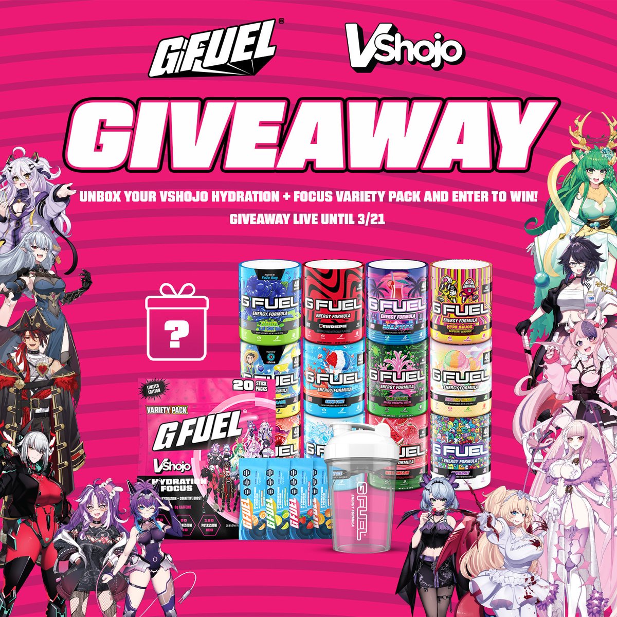GFuelEnergy's tweet image. 🔥 #VShojoFocus Giveaway! 🔥​

How to enter:​
✅ LIKE + FOLLOW + RT THIS POST
👇 For an additional entry👇
✅ Post a photo of your VShojo-branded G FUEL Hydration + Focus or a video unboxing it!​
✅ Tag your fave VShojo talent​
​✅ Use #VShojoFocus​

🔥 3 lucky winners will get:…