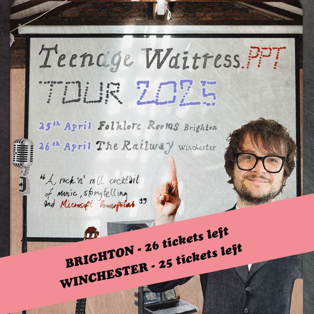 Next month I put on a two-off sixty-minute show.
It combines songs, storytelling and PowerPoint. It’s lots of fun and is only happening once. 
Come hear my songs and the stories that inspired me to write them.  Tickets are running out for this limited run

linktr.ee/teenagewaitress