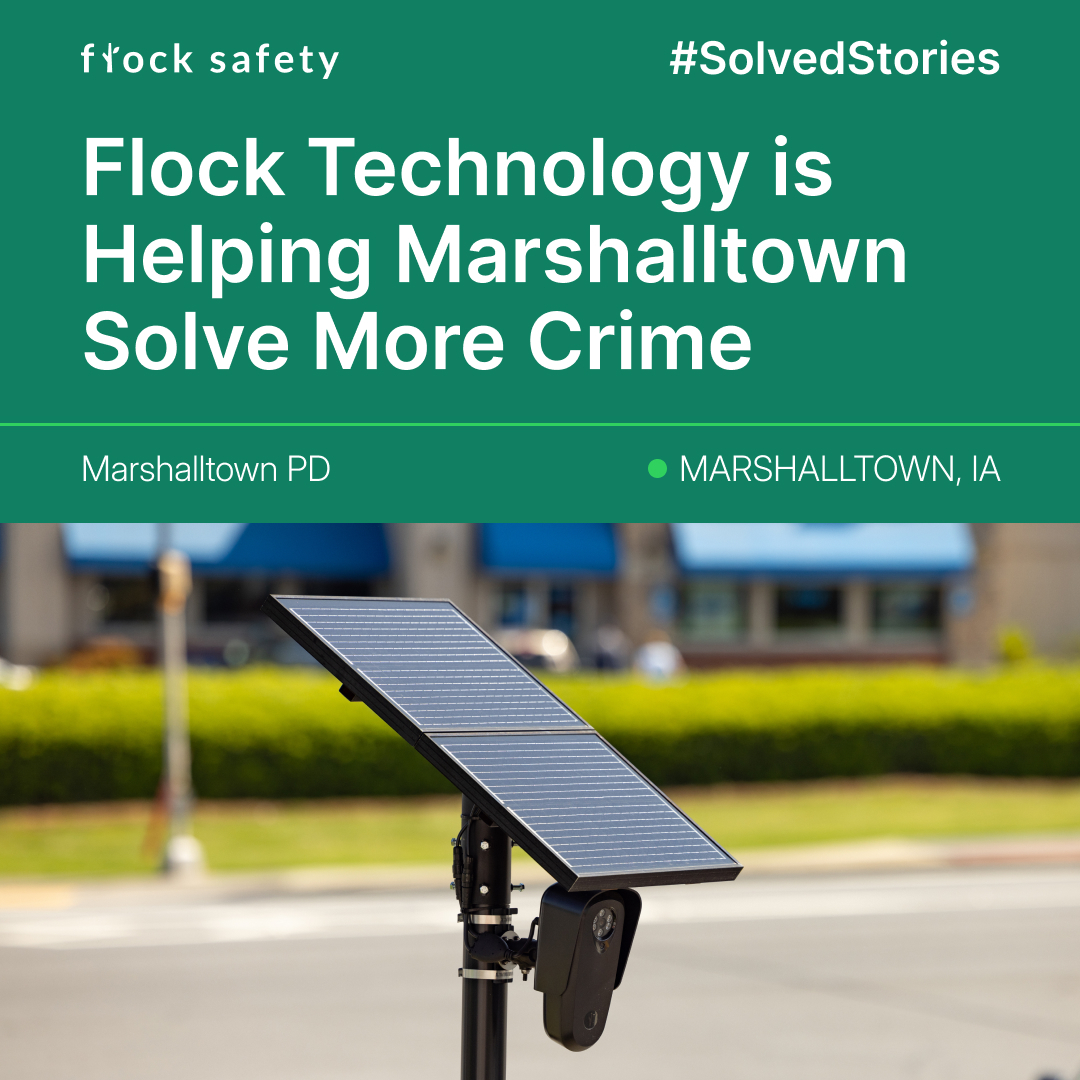 Flock_Safety's tweet photo. According to @MARSHALLTOWNPD, Flock cameras have assisted with 90 arrests since their deployment last year.

“This has allowed us to solve cases that we would’ve walked away from one year ago just because it would have been unsolvable.” -Capt. Kiel Stevenson, Marshalltown PD

https://t.co/w8rPKjGffQ