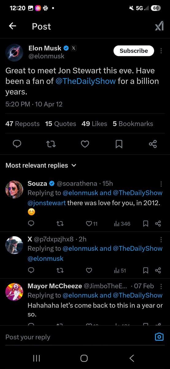 IgotHartMan's tweet photo. Come on @elonmusk, thought you were a fan of @TheDailyShow for a billion years https://t.co/gOKfnJBEzv