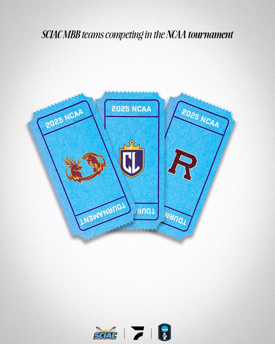 Three teams from the SCIAC are going dancing 🕺🏀

CMS, Cal Lutheran, &amp; Redlands men’s basketball have all qualified for the 2025 national tournament! Games kick off March 7th 🚨🏆

#SCIACHoops | <a href="/theSCIAC/">theSCIAC</a> | <a href="/FloCollege/">FloCollege</a>