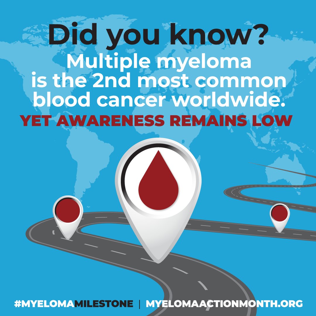 Multiple myeloma is the second most common blood cancer after lymphoma and accounts for about 2% of all cancers diagnosed in the United States.

#MyelomaActionMonth #MyelomaMilestone #RaiseAwareness