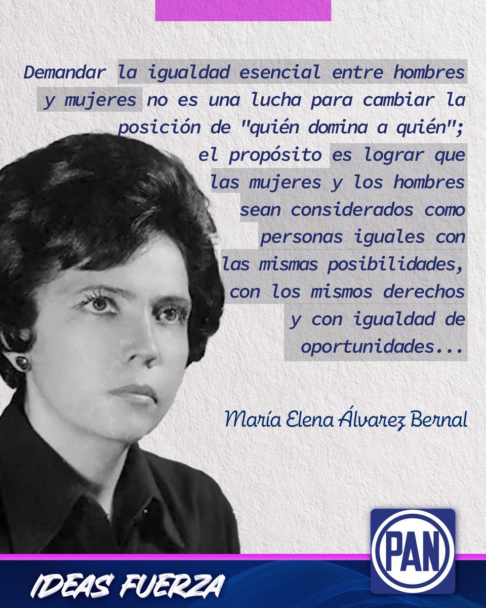 El liderazgo y contribución de María Elena Álvarez Bernal ha sido fundamental para la construcción de la democracia dentro y fuera de Acción Nacional. Su legado nos inspira a seguir #ConstruyendoEnIgualdad. 

#IdeasFuerza💡 #OrgulloPANista💙