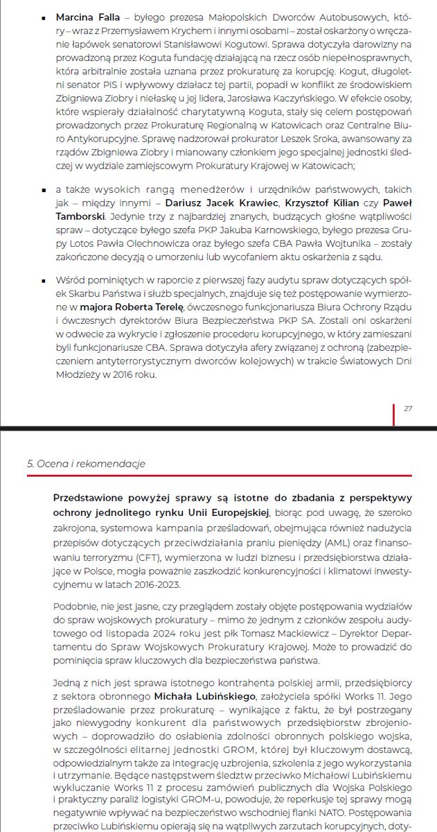 ODFoundation's tweet image. 🧵8/n
Niektóre z najbardziej kontrowersyjnych spraw, które zostały pominięte w dotychczasowym audycie, i mogą być całkowicie poza jego zakresem:

🕴️ Przemysław Krych, inwestor i szef @PL_Cornerstone, który spędził 6 miesięcy za kratkami za odmowę wręczenia łapówki…