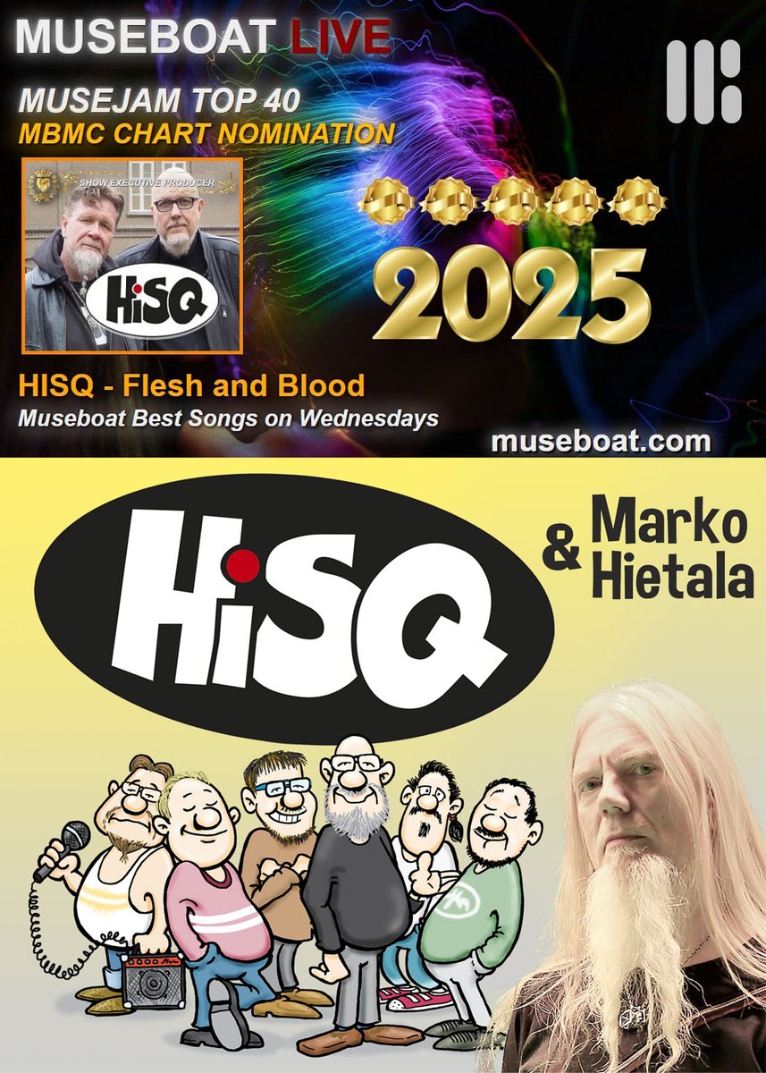 HiSQ ("The Story So Far" single with Minna Ora) (@hisq_official) on Twitter photo We were nominated to the MBMC Top 25 Chart! Time to vote for ”Flesh and Blood” by HiSQ and <a href="/MarkoHietala_/">Marko Hietala</a> . This is our most epic song and deserves your votes! You can do it whenever it suits you and give as many votes you feel like, no limitation. 🎤🎧🙏
museboat.com/top-25-nominat… We were nominated to the MBMC Top 25 Chart! Time to vote for ”Flesh and Blood” by HiSQ and <a href="/MarkoHietala_/">Marko Hietala</a> . This is our most epic song and deserves your votes! You can do it whenever it suits you and give as many votes you feel like, no limitation. 🎤🎧🙏
museboat.com/top-25-nominat…