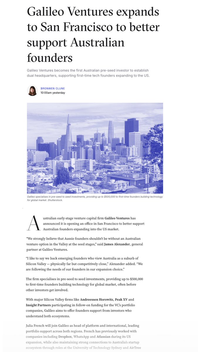 We have some big news!

We're setting up in SF📍

To better support our founders expanding and back exceptional emerging Aussie founders on the ground in their first rounds.