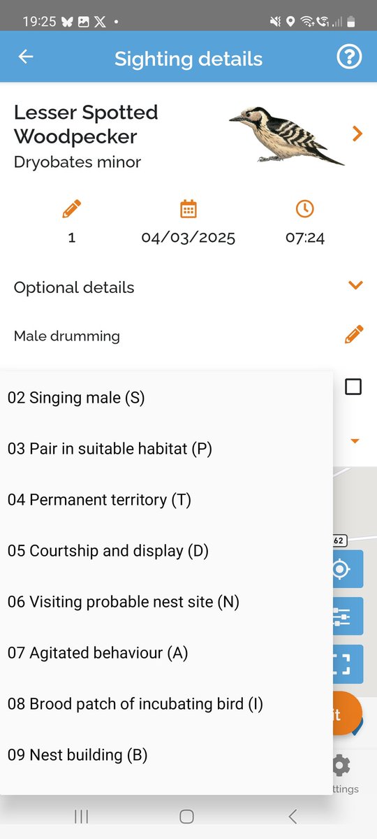 Great advice from RBBP and Ken Smith on looking for Lesser Spotted Woodpeckers. It's very easy to add breeding evidence and comments on your BirdTrack records. This really adds value to the record.