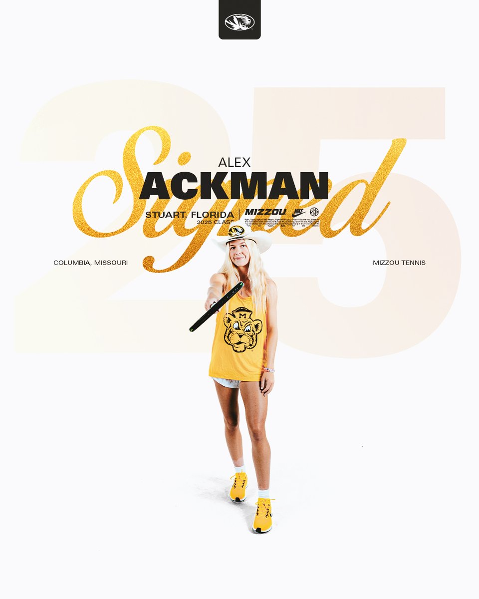 Mizzou_Tennis's tweet photo. Tennis Inks Five-Star Alex Ackman to 2025 Signing Class

📰 https://t.co/nLDSrHl8Mk

#MIZ🐯🎾 https://t.co/e7ye9JbuFj