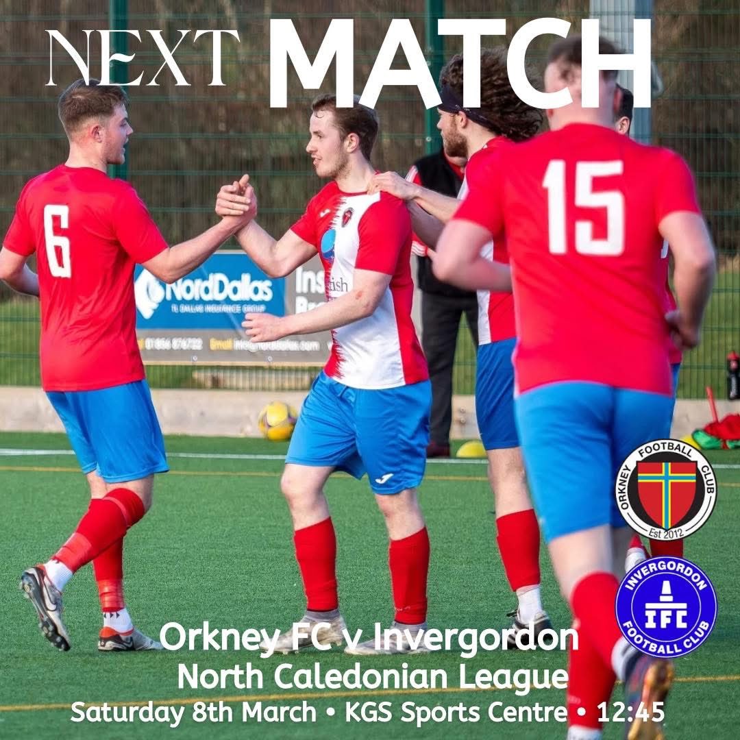 Orkney FC (@orkneyfc) on Twitter photo We’re back at the KGS this Saturday, against the reigning champions ⚽️⬇️
Orkney FC v Invergordon
KGS Sports Centre
12:45 kick off
Half time raffle & match programmes available
<a href="/NorthCaleyFA/">North Caledonian FA</a> <a href="/PentlandFerries/">Pentland Ferries</a> <a href="/OrtakJewellery/">Ortak</a> <a href="/scotseafarms/">Scottish Sea Farms</a> We’re back at the KGS this Saturday, against the reigning champions ⚽️⬇️
Orkney FC v Invergordon
KGS Sports Centre
12:45 kick off
Half time raffle & match programmes available
<a href="/NorthCaleyFA/">North Caledonian FA</a> <a href="/PentlandFerries/">Pentland Ferries</a> <a href="/OrtakJewellery/">Ortak</a> <a href="/scotseafarms/">Scottish Sea Farms</a>