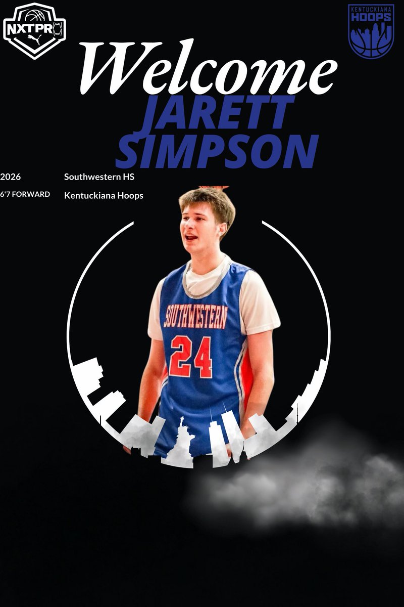 Kentuckiana Hoops Boys AAU (@kyinhoopsaau) on Twitter photo Welcome Jarett Simpson (<a href="/jarettsimpson/">jarett simpson</a>) to our 2026 NXTPRO <a href="/PRO16League/">PRO16/NXTPRO League</a> <a href="/PUMAHoops/">PUMA Basketball</a> team! The 6β7 big from Southwestern (KY) is primed for a big summer. Coaches keep him on your radar. Letβs WORK! π¨<a href="/KYINhoops/">πππ£π©πͺππ πππ£π ππ€π€π₯π¨</a> <a href="/1Coach_Scotty/">Scotty Sprigg</a> <a href="/colethompson00/">Cole Thompson</a> <a href="/CoachShlSr/">Steven H. London, Sr.</a> Welcome Jarett Simpson (<a href="/jarettsimpson/">jarett simpson</a>) to our 2026 NXTPRO <a href="/PRO16League/">PRO16/NXTPRO League</a> <a href="/PUMAHoops/">PUMA Basketball</a> team! The 6β7 big from Southwestern (KY) is primed for a big summer. Coaches keep him on your radar. Letβs WORK! π¨<a href="/KYINhoops/">πππ£π©πͺππ πππ£π ππ€π€π₯π¨</a> <a href="/1Coach_Scotty/">Scotty Sprigg</a> <a href="/colethompson00/">Cole Thompson</a> <a href="/CoachShlSr/">Steven H. London, Sr.</a>