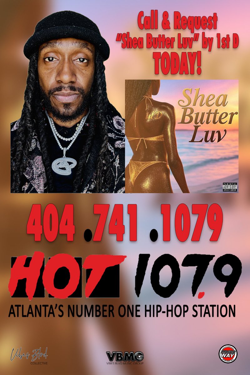 1stD's tweet image. When you’re riding listen carefully 👂🏾👂🏾👂🏾 …Shea Butter Luv is goin LIVE‼️ tap in with Magic 107.5 / 97.5 and Hot 107.9 📲📻… and if you don’t hear it, call em 😤 .. tellem play that “Shea Butter Luv” by 1st D!

Magic 107.5FM / 97.5FM: (404) 741-1075
Hot 107.9FM: (404) 741-1079