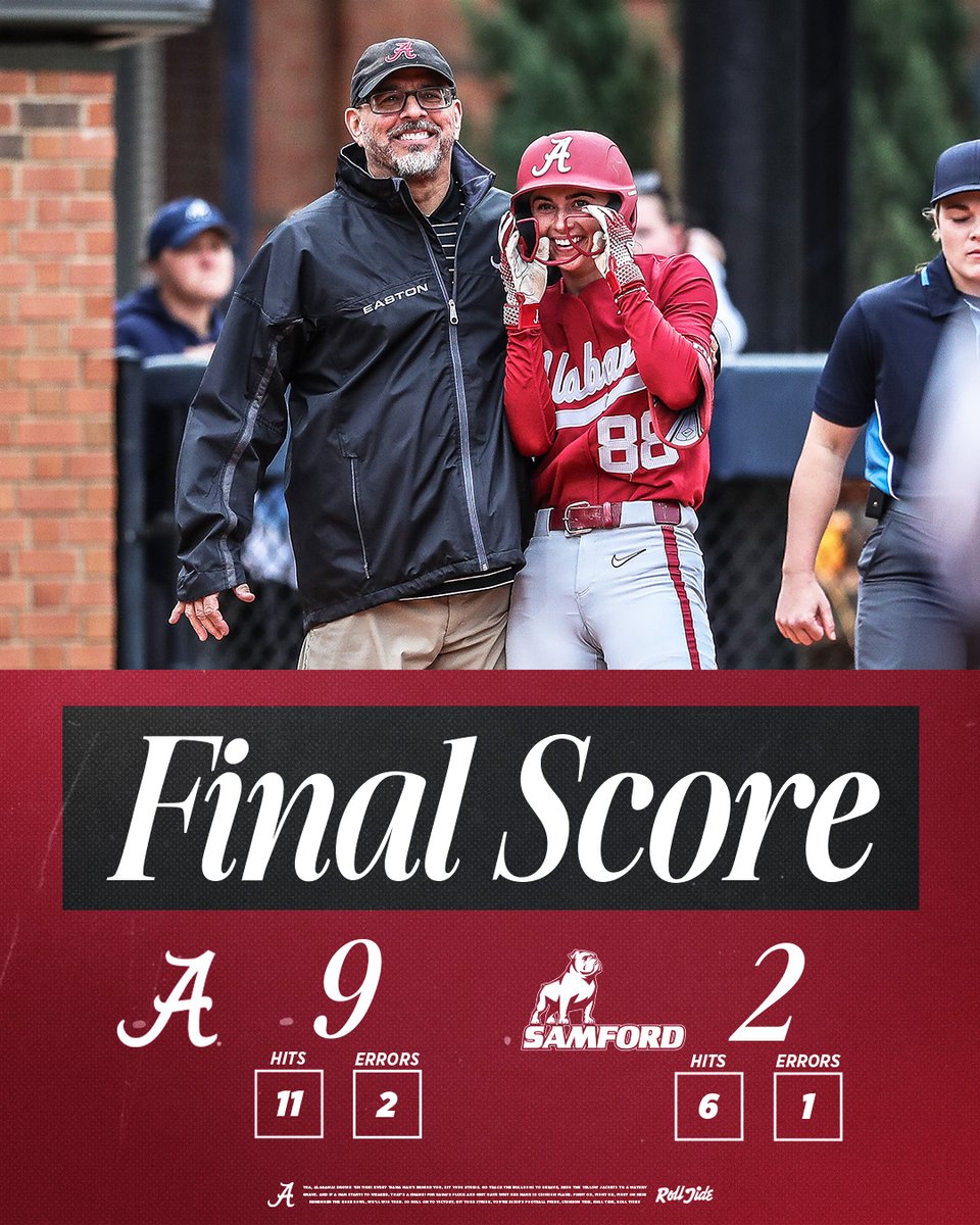 Alabama gets the 9-2 win Tuesday in Birmingham!

The Crimson Tide is back at Rhoads Stadium this weekend for the Spring Break Showdown starting Friday

#Team29 #RollTide