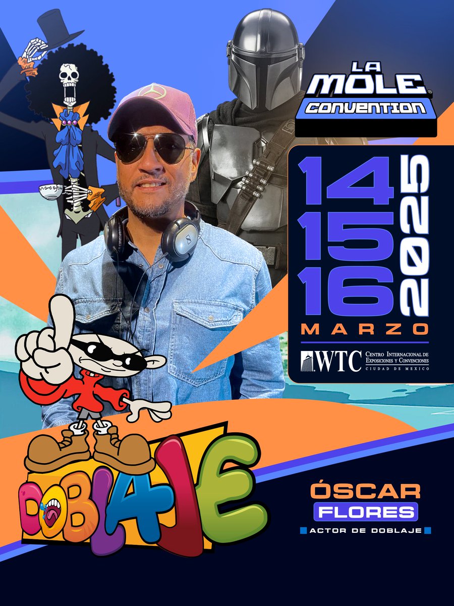 La Mole Convention (@lamolemx) on Twitter photo 😎Actor, director, cantante, pintor, Óscar Flores <a href="/BUCKMAISTER/">Oscar Flores</a> ha doblado a Brook (One Piece), Número 1 (K.N.D. Los Chicos del Barrio), Rey Helado (Hora de Aventura), Polar (Escandalosos), Din Djarin (The Mandalorian), y Oz Cobb (El Pingüino).
#LaMole2025 😎Actor, director, cantante, pintor, Óscar Flores <a href="/BUCKMAISTER/">Oscar Flores</a> ha doblado a Brook (One Piece), Número 1 (K.N.D. Los Chicos del Barrio), Rey Helado (Hora de Aventura), Polar (Escandalosos), Din Djarin (The Mandalorian), y Oz Cobb (El Pingüino).
#LaMole2025