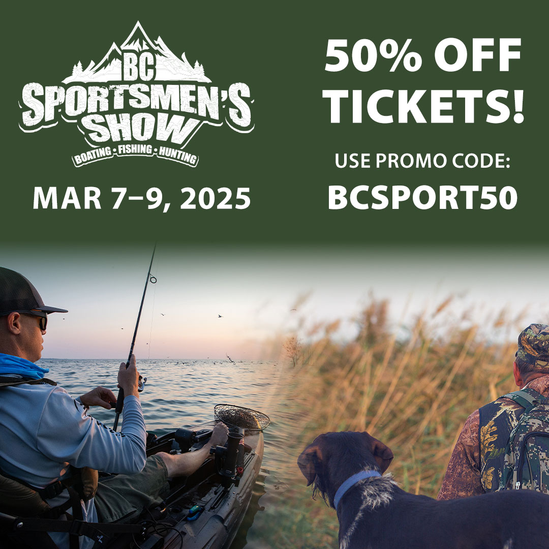 An exclusive offer just for you! 50% off tickets to the BC Sportsmen’s Show, March 7th to 9th, at TRADEX Abbotsford. For all your outdoor adventures, find the experts and gear to plan your summertime fun. Use code BCSPORT50 to get your tickets!  showpass.com/2025-bc-sports…