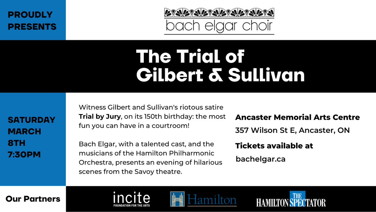 Join us for an evening of ingenious satire and wonderful music as we celebrate the 150th anniversary of Gilbert and Sullivan's classic operetta, Trial by Jury!   

Get tickets now: bit.ly/4jTIFpz