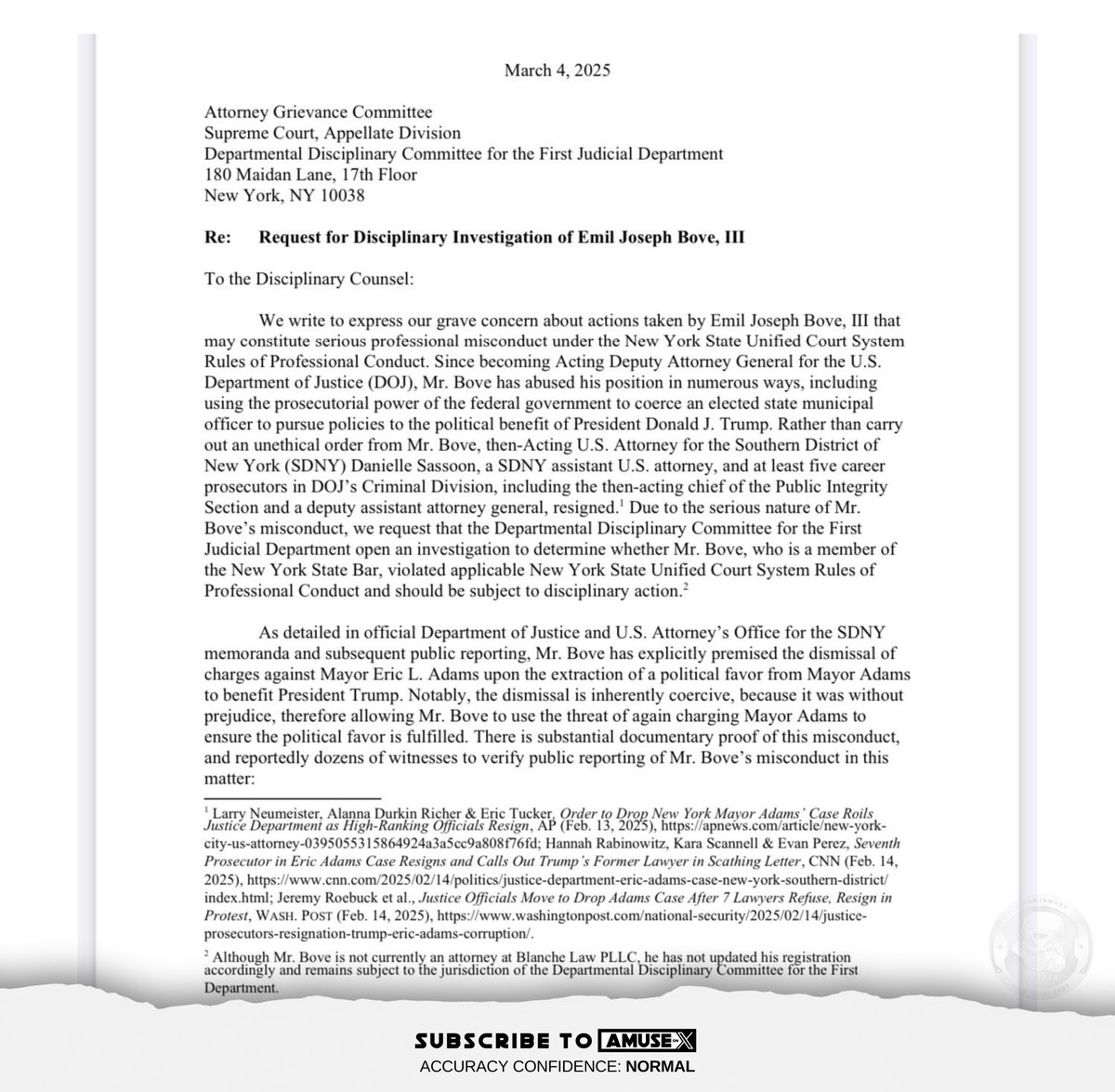 amuse's tweet image. LAWFARE: Democrats are trying to get Trump's Acting Deputy Attorney General disbarred.