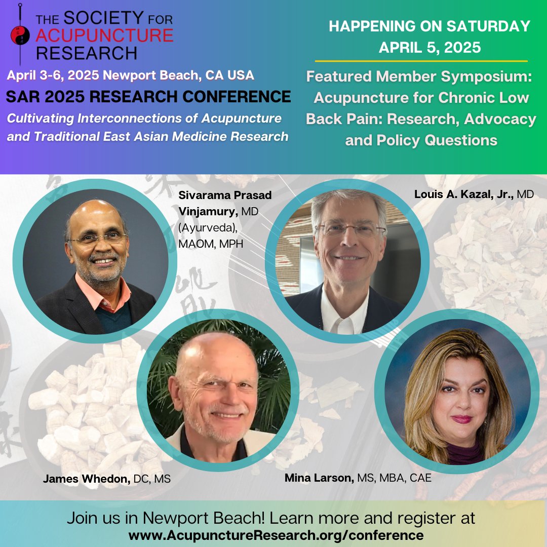 Society for Acupuncture Research (@sar_acuresearch) on Twitter photo π SAR International Research Conference: Apr 3-6, Newport Beach, CA πΊπΈ #SAR2025CA
βοΈ acupunctureresearch.org/registration-2β¦
Featuring:
π Various Facets of the Meridian & Acupoint Identification and Application
π Acupuncture for Chronic Low Back Pain: Research, Advocacy & Policy Questions π SAR International Research Conference: Apr 3-6, Newport Beach, CA πΊπΈ #SAR2025CA
βοΈ acupunctureresearch.org/registration-2β¦
Featuring:
π Various Facets of the Meridian & Acupoint Identification and Application
π Acupuncture for Chronic Low Back Pain: Research, Advocacy & Policy Questions