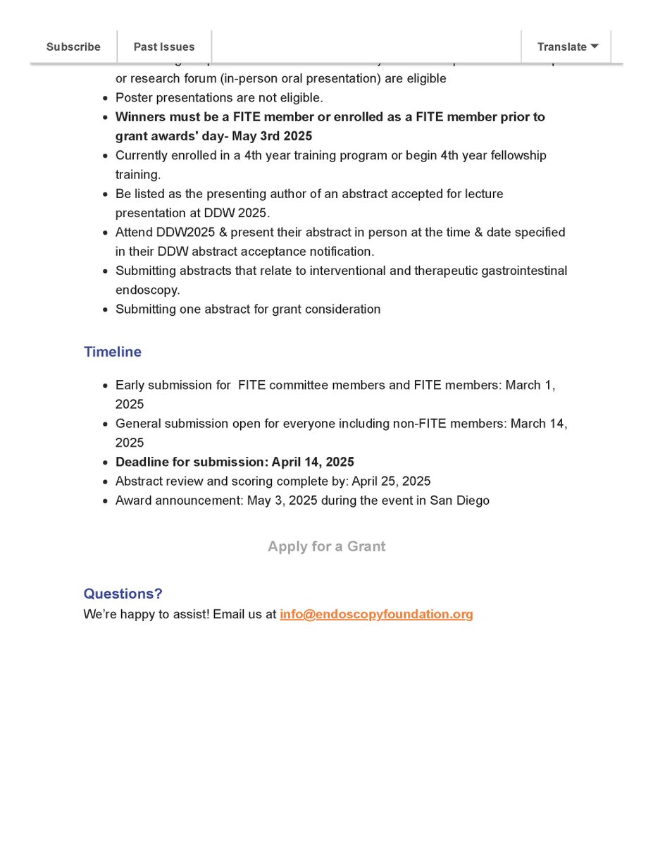 Monica Gaidhane (@drgaidhane) on Twitter photo Apply here endoscopyfoundation.org/grants/ for <a href="/FITE_endoscopy/">FITE - Foundation</a> FITE Travel Grants for DDW 2025 today! Deadline April 14, 2025 #FITE #DDW2025 #travelgrants #asktheinterventionalexperts #therapeuticendoscopy #gastroenterology Apply here endoscopyfoundation.org/grants/ for <a href="/FITE_endoscopy/">FITE - Foundation</a> FITE Travel Grants for DDW 2025 today! Deadline April 14, 2025 #FITE #DDW2025 #travelgrants #asktheinterventionalexperts #therapeuticendoscopy #gastroenterology