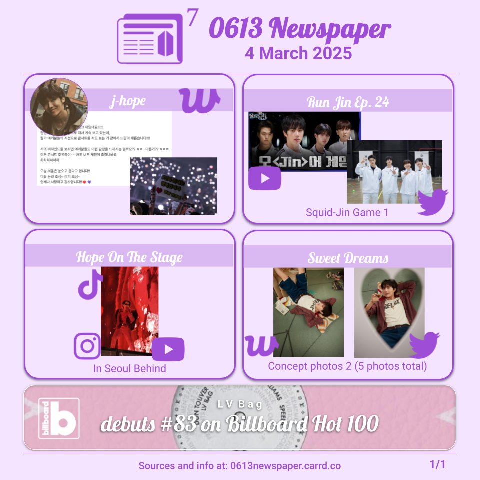 0613newspaper's tweet photo. BTS News - 250304 https://t.co/WPED12wsjp