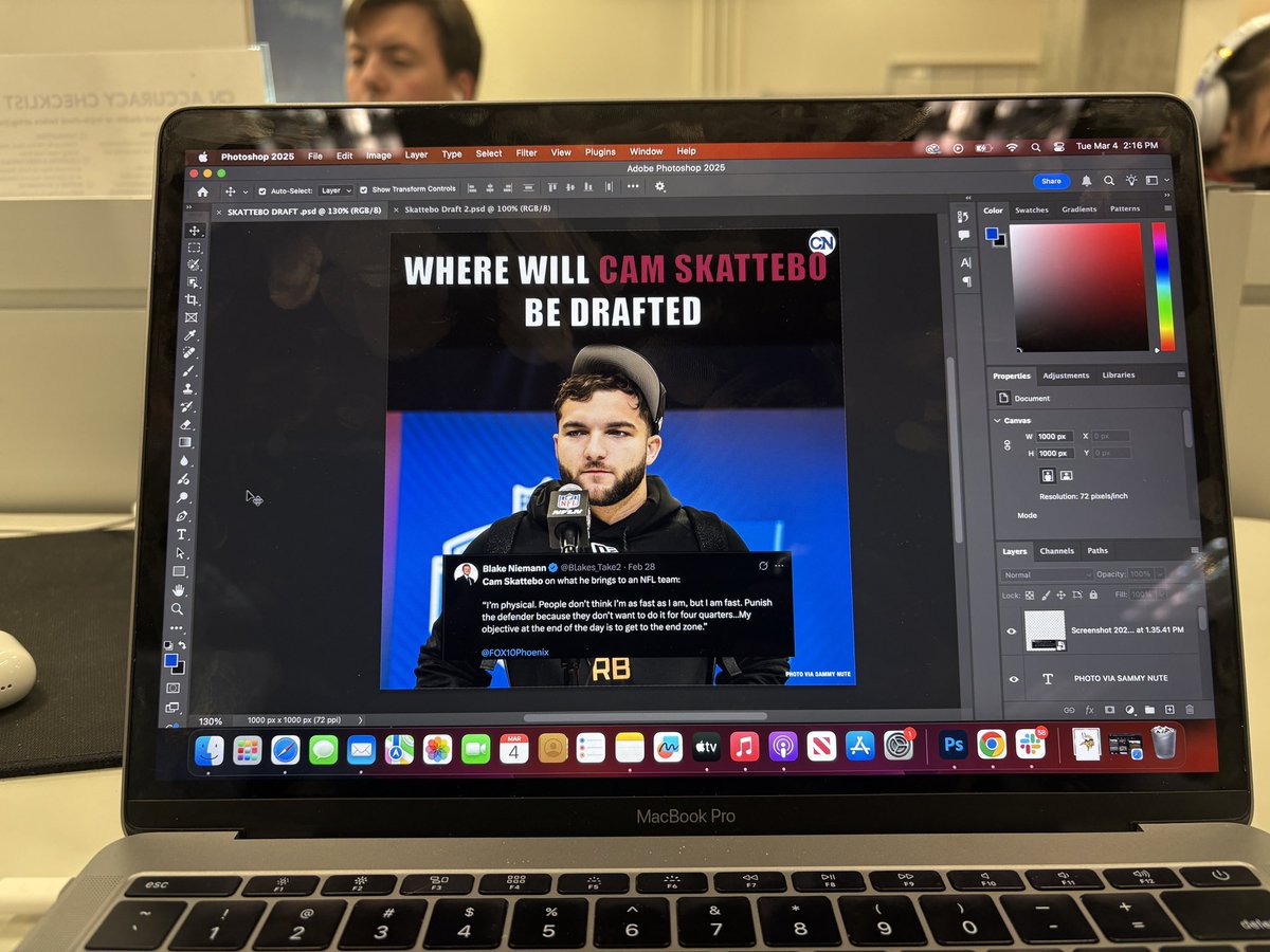 Ethan Harrold (@harroldethan) on Twitter photo Working on a #nfldraft graphic about Cam Skattebo for <a href="/sportscronkite/">Cronkite News: Phoenix Sports</a>.
Projected to be a 3rd round pick where do you think Skattebo will be drafted? Working on a #nfldraft graphic about Cam Skattebo for <a href="/sportscronkite/">Cronkite News: Phoenix Sports</a>.
Projected to be a 3rd round pick where do you think Skattebo will be drafted?