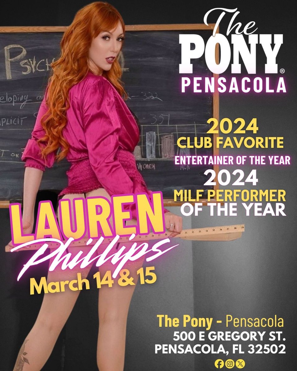 Pony Pensacola (@ponypensacola) on Twitter photo 🔥 #RedHeads really do have more fun 🔥 Party with the ULTIMATE GINGER, <a href="/LaurenFillsUp/">Lauren Phillips ™</a> at the Pony Pensacola! 🔥 She'll be here for 2 nights only March 14-15. 🔥 Get here early for the best seats! #Ginger #LaurenFillsUp #PonyPensacola 🔥🎉🍾 #MALentertainment #PonyParty 🔥 #RedHeads really do have more fun 🔥 Party with the ULTIMATE GINGER, <a href="/LaurenFillsUp/">Lauren Phillips ™</a> at the Pony Pensacola! 🔥 She'll be here for 2 nights only March 14-15. 🔥 Get here early for the best seats! #Ginger #LaurenFillsUp #PonyPensacola 🔥🎉🍾 #MALentertainment #PonyParty