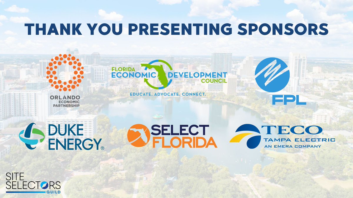 Site Selectors Guild (@siteselectguild) on Twitter photo With the Annual Conference right around the corner on March 12-14, we’re shining a spotlight on our Presenting Sponsors, <a href="/FloridaEDC/">Florida Economic Development Council</a>, <a href="/SelectFLA/">SelectFlorida</a>, <a href="/ORLPartnership/">Orlando Economic Partnership</a>, <a href="/PoweringFL/">Powering Florida</a>, <a href="/DukeEnergy/">Duke Energy</a> and <a href="/TampaElectric/">Tampa Electric</a>! 🌟
Thanks for hosting us in Orlando: buff.ly/07AwkG0 With the Annual Conference right around the corner on March 12-14, we’re shining a spotlight on our Presenting Sponsors, <a href="/FloridaEDC/">Florida Economic Development Council</a>, <a href="/SelectFLA/">SelectFlorida</a>, <a href="/ORLPartnership/">Orlando Economic Partnership</a>, <a href="/PoweringFL/">Powering Florida</a>, <a href="/DukeEnergy/">Duke Energy</a> and <a href="/TampaElectric/">Tampa Electric</a>! 🌟
Thanks for hosting us in Orlando: buff.ly/07AwkG0