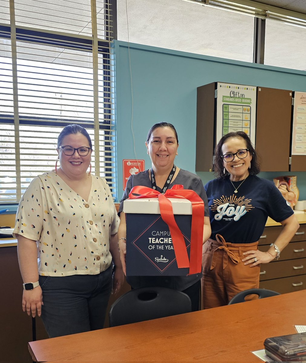 Anjee Adeniji, M.Ed. (@anjee_aisd) on Twitter photo What an honor to present <a href="/cliftoncds/">CliftonCDS</a> Teacher of the Year CTE Health Science teacher, Veronica Estada, with her Salute invitation and goodie box. #AISDProud #AISDJoy #AISDHome <a href="/WeAreAISD/">Austin ISD Office of Talent Strategy</a> <a href="/Secondary_AISD/">AISD Secondary School Leadership</a> <a href="/AustinISD/">Austin ISD</a> <a href="/AISD_CTE/">Austin ISD - Career & Technical Education</a> What an honor to present <a href="/cliftoncds/">CliftonCDS</a> Teacher of the Year CTE Health Science teacher, Veronica Estada, with her Salute invitation and goodie box. #AISDProud #AISDJoy #AISDHome <a href="/WeAreAISD/">Austin ISD Office of Talent Strategy</a> <a href="/Secondary_AISD/">AISD Secondary School Leadership</a> <a href="/AustinISD/">Austin ISD</a> <a href="/AISD_CTE/">Austin ISD - Career & Technical Education</a>