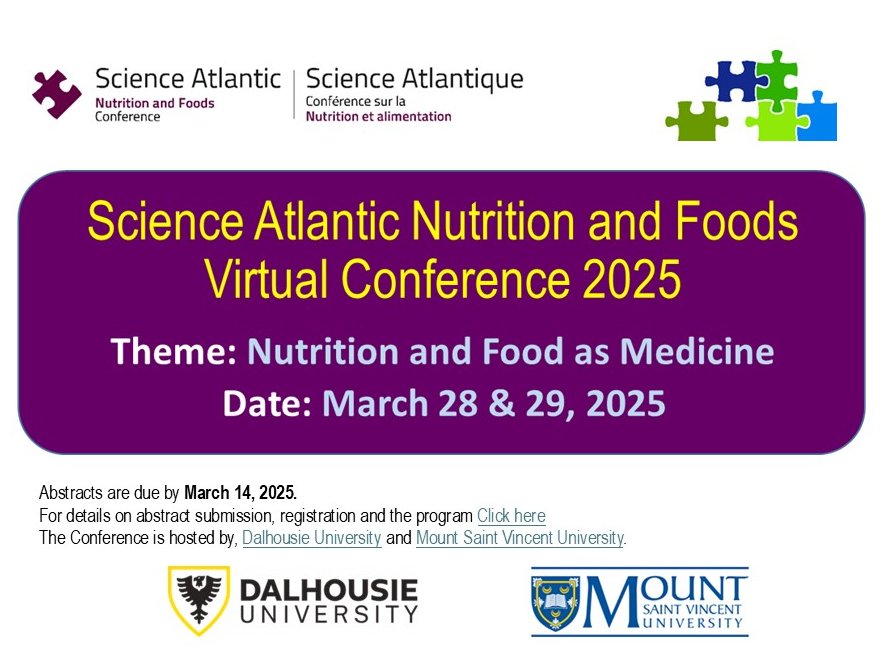 Science Atlantic Nutrition &amp; Foods Conference 2025: Nutrition &amp; Food as Medicine:
dal.ca/faculty/agricu…
<a href="/scienceatlantic/">Science Atlantic</a> 
<a href="/dalagriculture/">Dal Ag Campus</a> 
<a href="/MSVU_Halifax/">Mount Saint Vincent University</a>