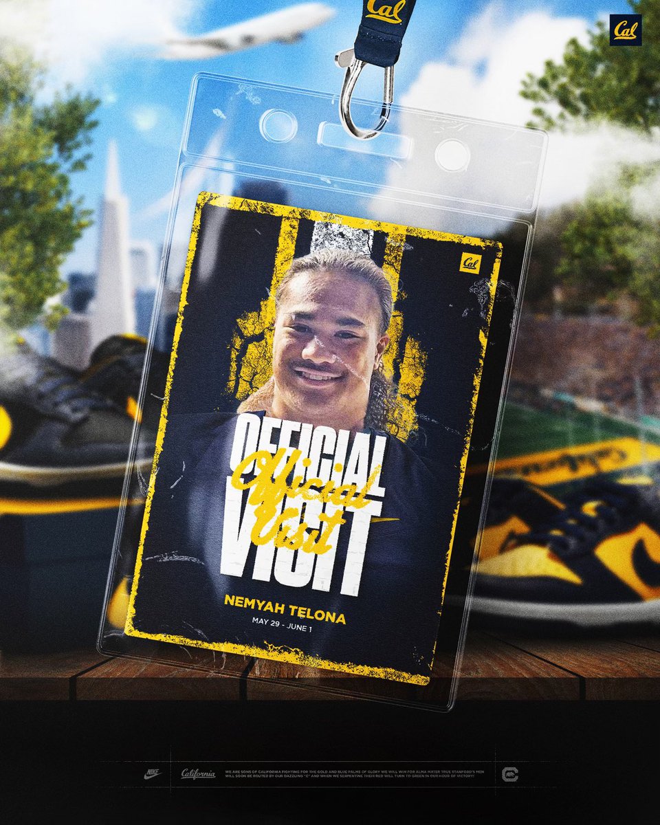 Nemyah Telona - 3⭐️⭐️⭐️ (@nemyahtelona59) on Twitter photo Offical Visit Locked In - See you soon! <a href="/CalFootball/">Cal Football</a> #GoBears #ClassOf2026 #BLESSED
<a href="/BrandonHuffman/">Brandon Huffman</a> <a href="/BenjiPalu_Cal/">Benji Palu</a> <a href="/MWCherrington/">Marshall Cherrington</a> <a href="/browning_coach/">Andrew Browning</a> <a href="/dlsathletics/">De La Salle Athletics</a> <a href="/dlsfootball17/">De La Salle Football</a> Offical Visit Locked In - See you soon! <a href="/CalFootball/">Cal Football</a> #GoBears #ClassOf2026 #BLESSED
<a href="/BrandonHuffman/">Brandon Huffman</a> <a href="/BenjiPalu_Cal/">Benji Palu</a> <a href="/MWCherrington/">Marshall Cherrington</a> <a href="/browning_coach/">Andrew Browning</a> <a href="/dlsathletics/">De La Salle Athletics</a> <a href="/dlsfootball17/">De La Salle Football</a>