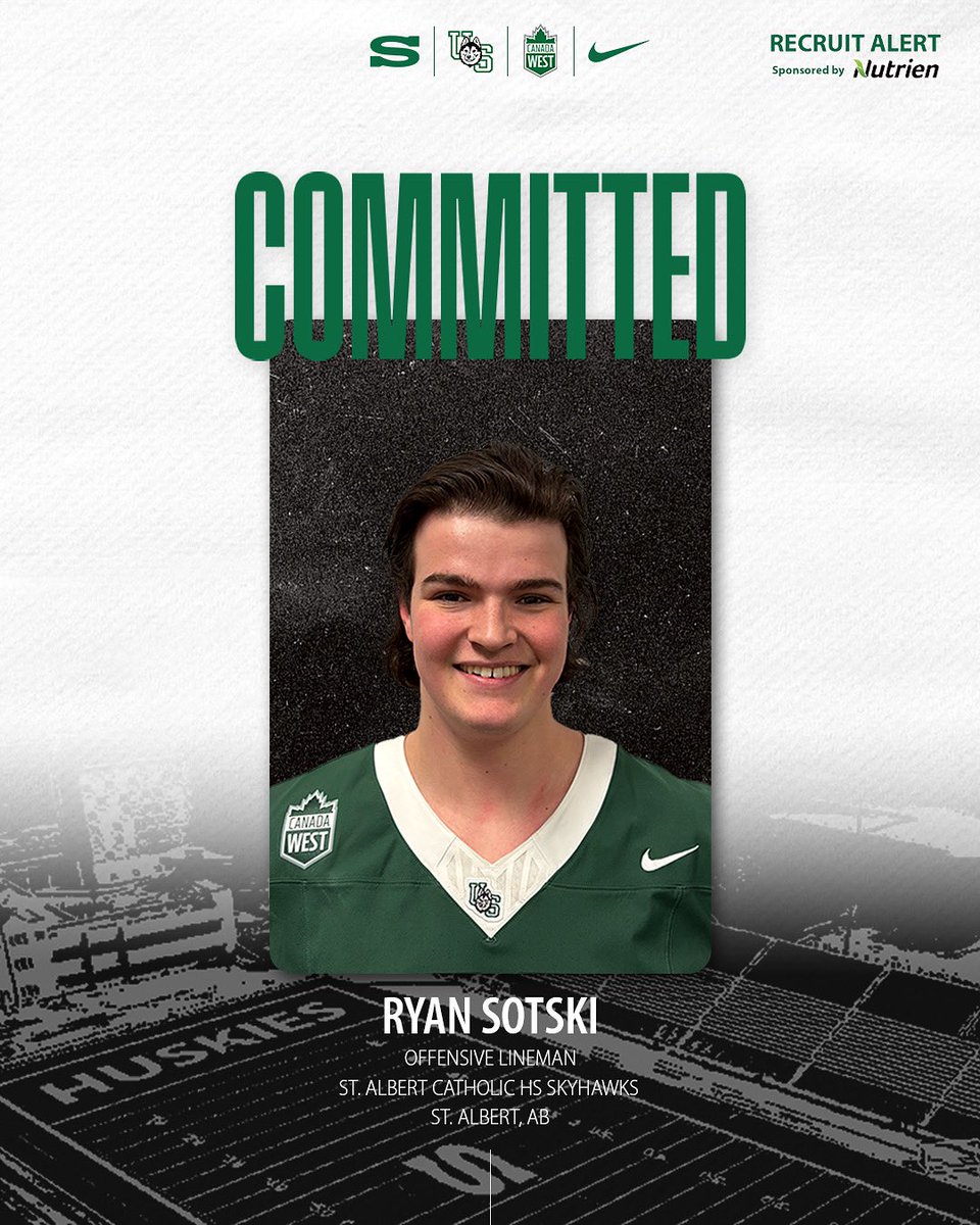 Huskie Football is excited to welcome Ryan Sotski to the Pack for the 2025 season! 🐺

Ryan joins us from St. Albert, AB as a member of the St. Albert Skyhawks. 

@nutrienltd is hiring, apply today!

#HuskiePride | #PowerofthePack