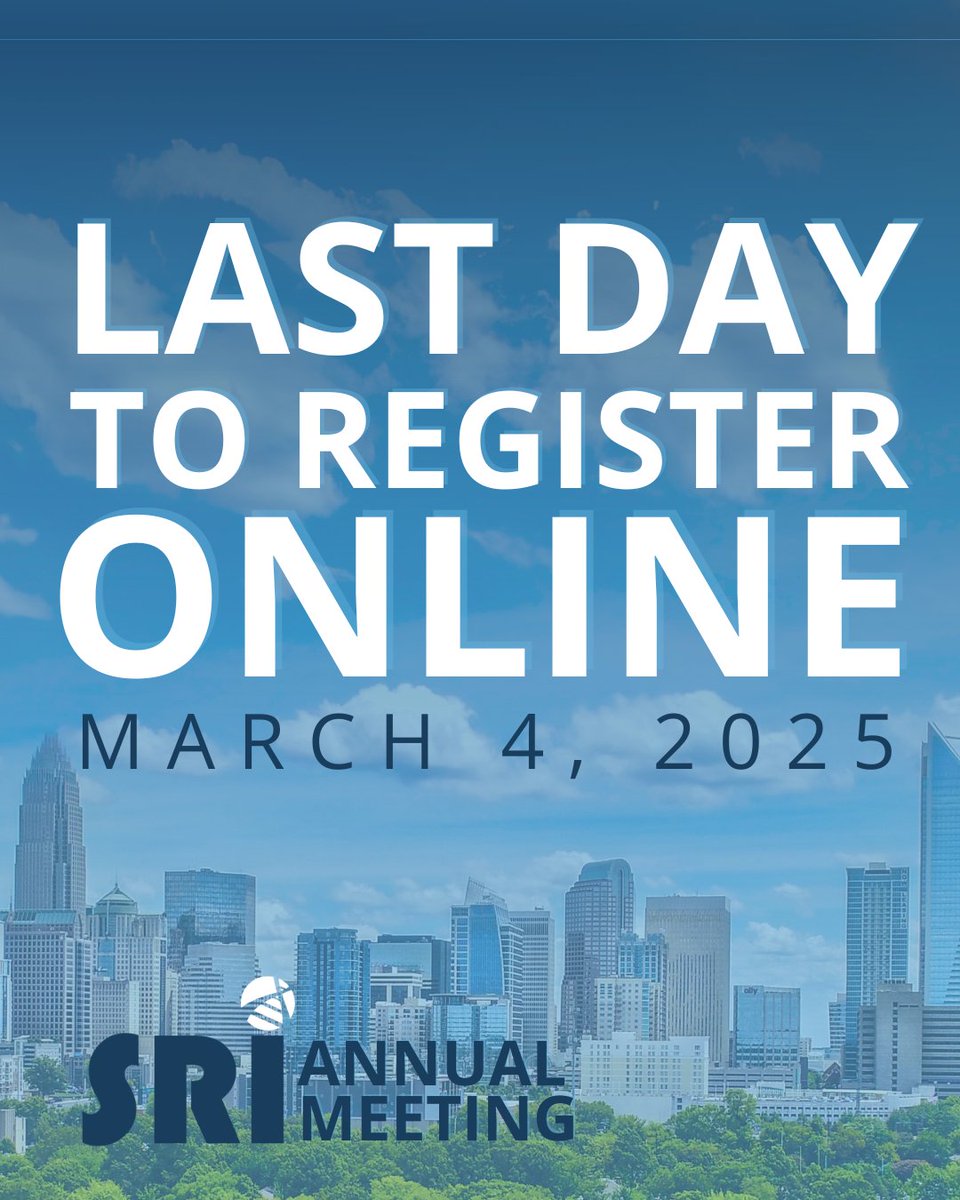 Today is the final day to register online for the 2025 Annual Meeting of the Society for Reproductive Investigation! Don't miss out—online registration closes at 11:59pm CST.

After today, all registration requests will need to be made onsite.

tinyurl.com/4mmdr2jb