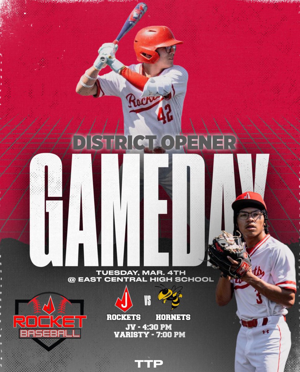 ⚾️🚨 ROCKETS GAME-DAY 🚨⚾️
District Open
Judson 🆚 East Central
JV @ 4:30 pm
Varsity @ 7:00 pm
📅 Tuesday, March 4, 2025
📍 Bartleson Field
#TTP #RocketPride