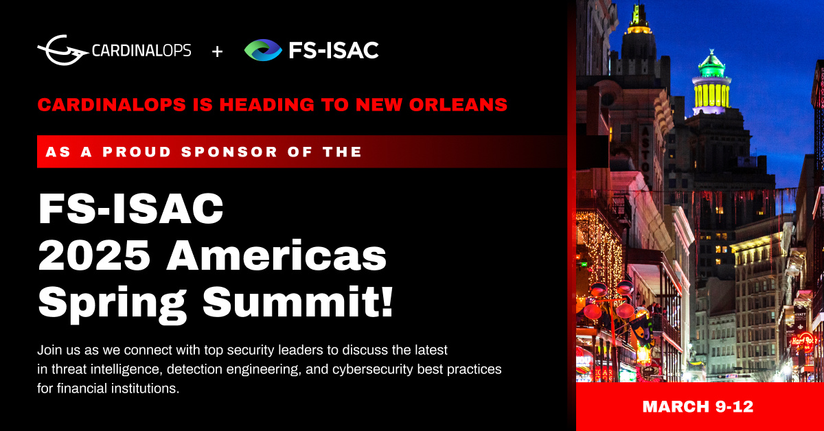 New Orleans, here we come! 🍹We're headed to FS-ISAC 2025 as a Bar Crawl Sponsor! Let’s raise a glass &amp; talk operationalizing threat intelligence.

📅 March 9-11 | 📍 New Orleans, LA

Join the crawl! 👉 hubs.li/Q039kbmd0

#FSISAC #ThreatIntel #DetectionEngineering #CTEM