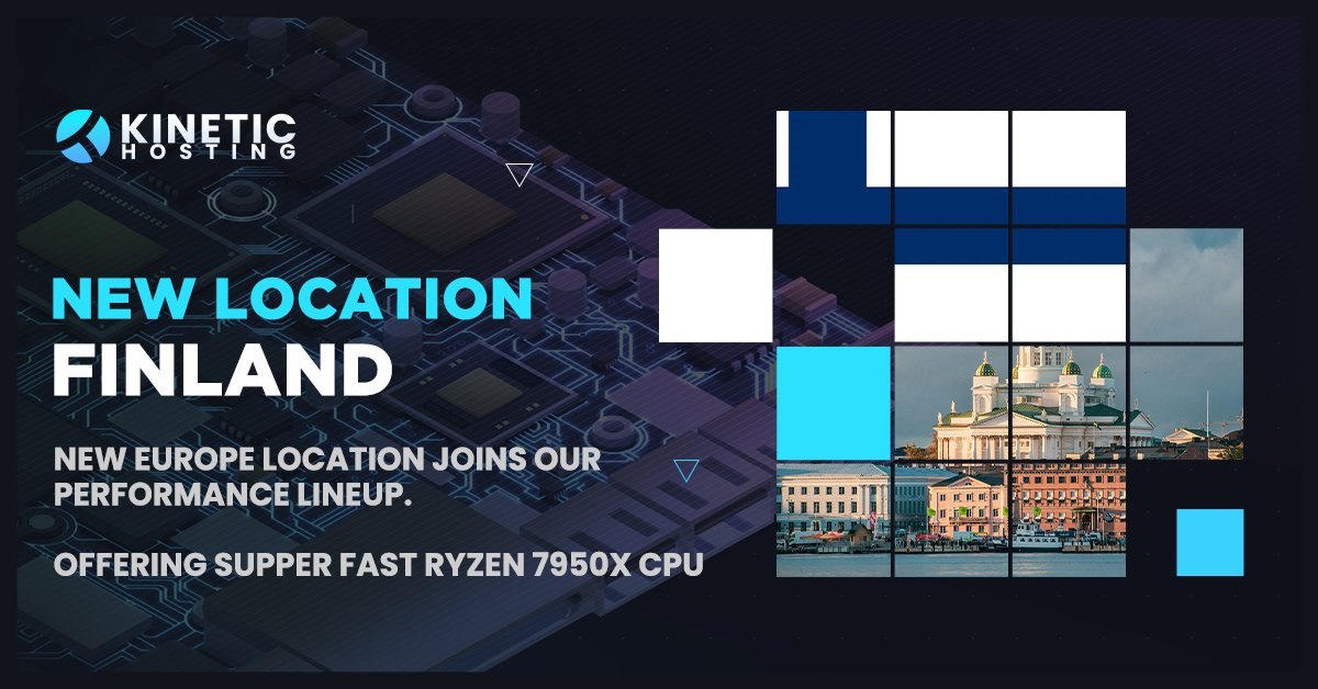 🇫🇮 NEW LOCATION 🇫🇮

Finland will be joining our Performance Line up with the Lightning fast Ryzen 9, 7950x CPU ⚡️!

Order Now at: kinetichosting.net