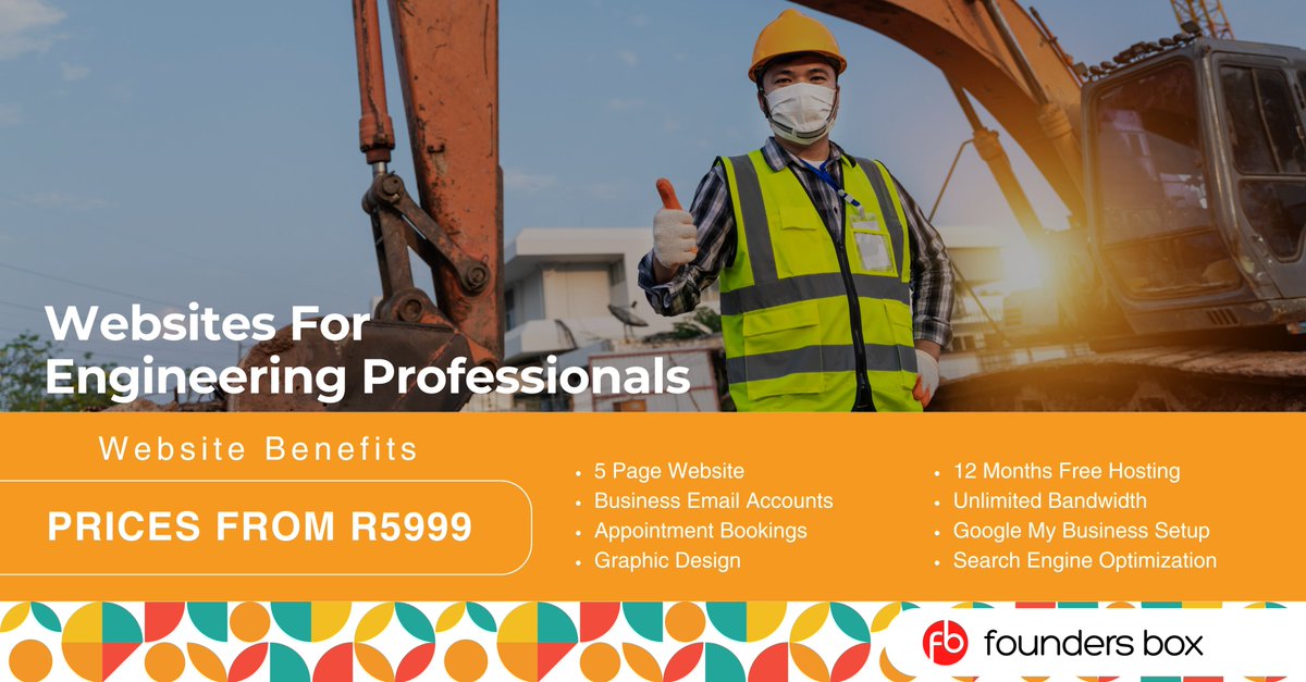 Founders_BoxDigital (@foundersboxsa) on Twitter photo Professionally designed website for your engineering and consulting business, ensuring competitiveness and expanded digital exposure.
β
Desktop & Mobile Responsive
Visit: foundersbox.co.za
Call or WhatsApp: (+27) 0676019959
Email: hello@foundersbox.co.za Professionally designed website for your engineering and consulting business, ensuring competitiveness and expanded digital exposure.
β
Desktop & Mobile Responsive
Visit: foundersbox.co.za
Call or WhatsApp: (+27) 0676019959
Email: hello@foundersbox.co.za