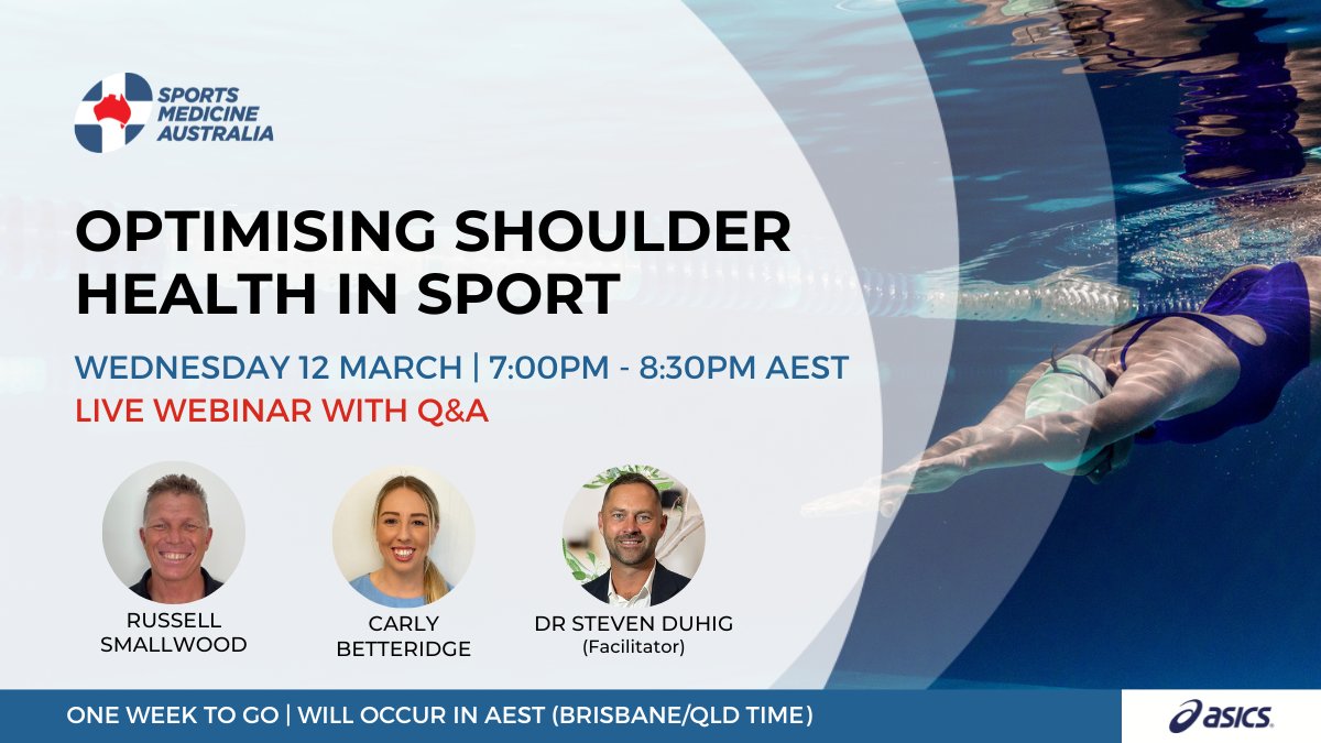 Join Russell Smallwood and Carly Betteridge next week, for insights on managing shoulder injuries in swimmers and athletes. It's ideal for physios, sports doctors and students. Facilitated by SMA QLD Council Member, Dr Steven Duhig.
👉 Don't miss out:  zurl.co/0VKD2