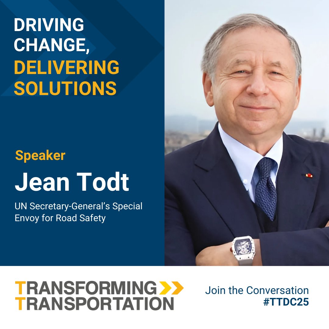 Join us at Transforming Transportation! W/ road traffic injuries remaining a leading cause of death, #TTDC25 will address policies needed for road safety. <a href="/JeanTodt/">Jean Todt</a>, UN SG's Special Envoy, will be among the thought leaders driving the conversation.

More: wrld.bg/I6jk50Vam2X
